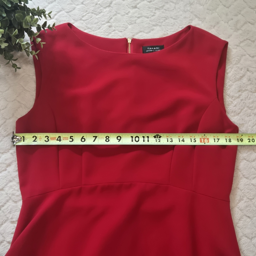 Tahari Red Sleeveless Fit & Flare Cocktail Formal Skater Dress, Size 14 - Picture 2 of 8